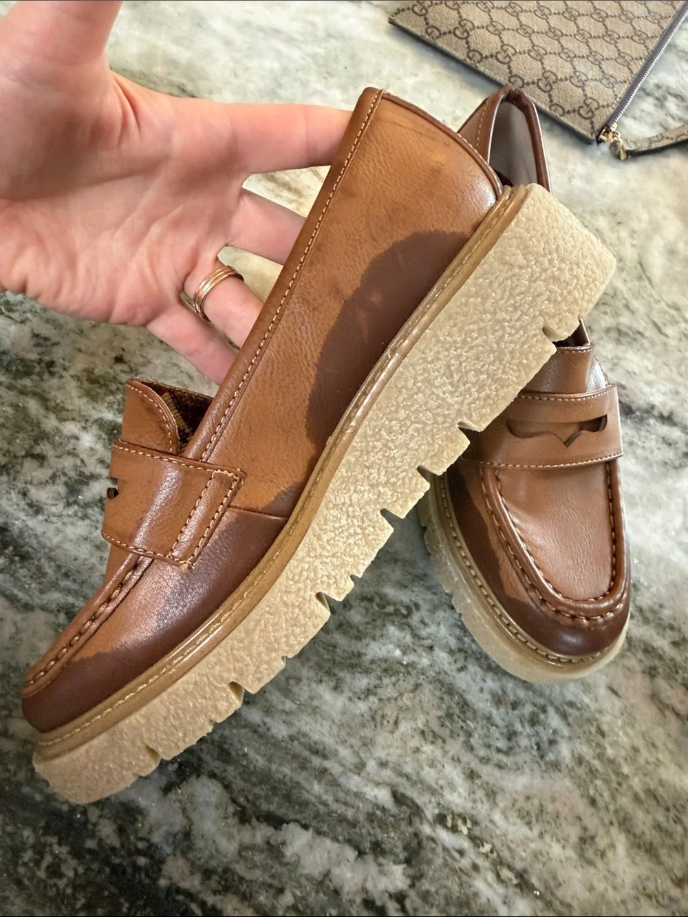 Korks Women’s Size 6 Brown Penny Loafers Chunky Platform Lug Sole